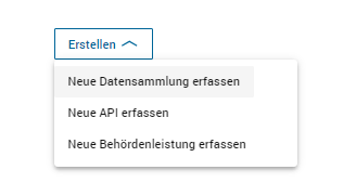 Abbildung Dropdown mit Schaltfläche neue Datensammlung erfassen