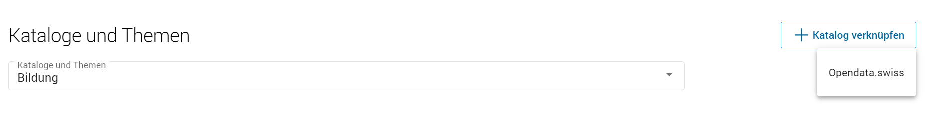 Auswahl des Opendata-Katalogs über die Schaltfläche Katalog verknüpfen