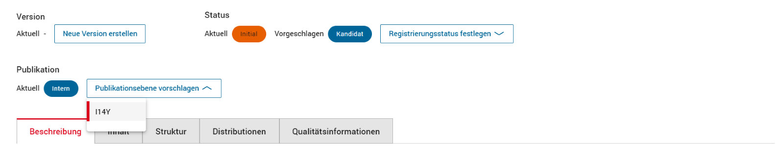 Ansicht Auswahl Status I14Y