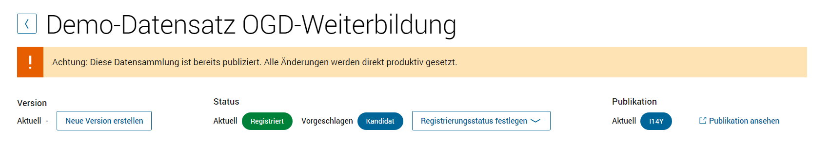 Ansicht Status Publikation Aktuell I14Y